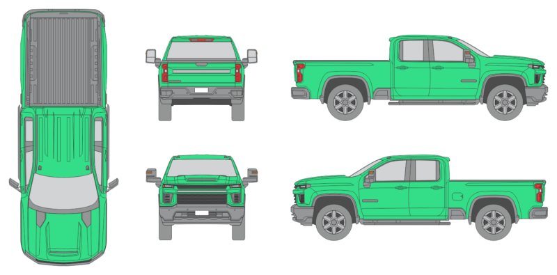 Chevrolet Silverado 3500 2020 Quad Cab Standard Box Truck Template