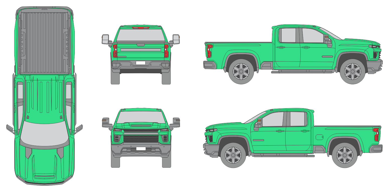 Chevrolet Silverado 3500 2020 Quad Cab Standard Box Truck Template Chevrolet Silverado 3500 2020 Quad Cab Standard Box Truck Template