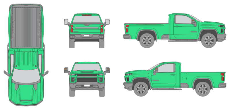 Chevrolet Silverado 3500 2020 Regular Cab Long Bed Truck Template