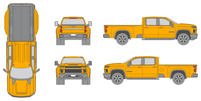 Chevrolet Silverado 3500 2020 Crew Cab Long Bed Pickup Template