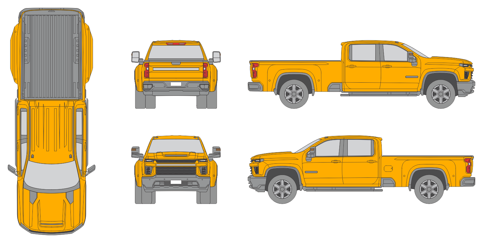 Chevrolet Silverado 3500 2020 Crew Cab Long Bed Pickup Template Chevrolet Silverado 3500 2020 Crew Cab Long Bed Pickup Template