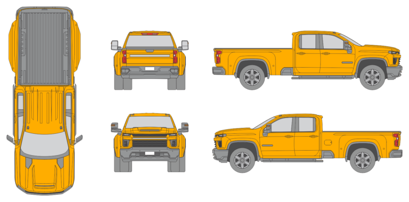 Chevrolet Silverado 3500 2020 Quad Cab Long Bed Pickup Template