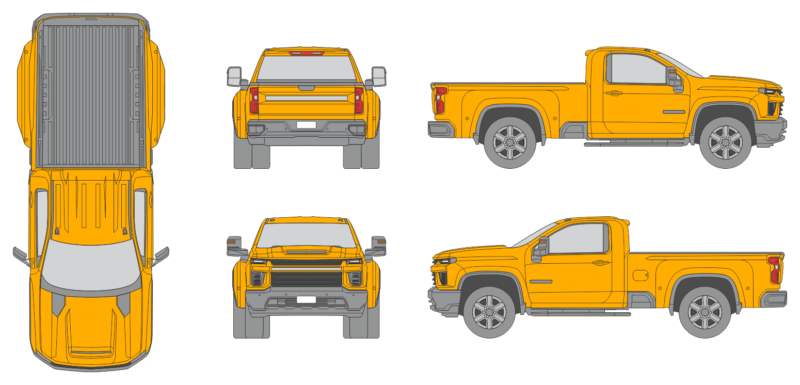 Chevrolet Silverado 3500 2020 Regular Cab Long Bed Pickup Template