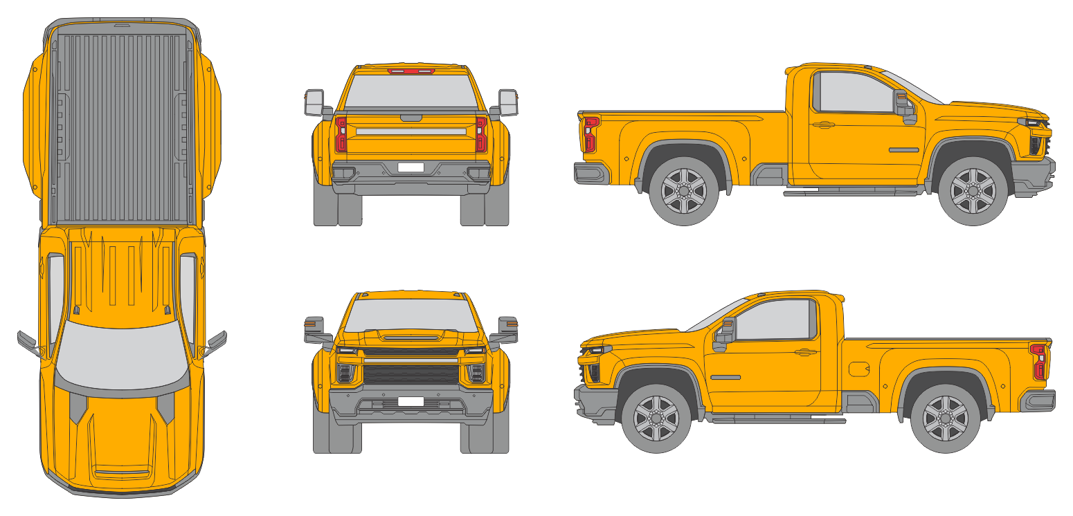 Chevrolet Silverado 3500 2020 Regular Cab Long Bed Pickup Template Chevrolet Silverado 3500 2020 Regular Cab Long Bed Pickup Template