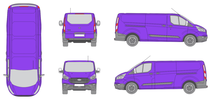 Ford Transit Custom 2018 Long Liftgate Window Van Template