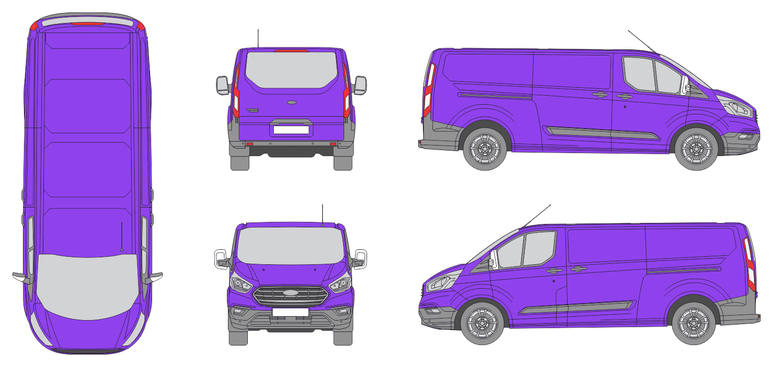 Ford Transit Custom 2018 Long Liftgate Window Van Template Ford Transit Custom 2018 Long Liftgate Window Van Template